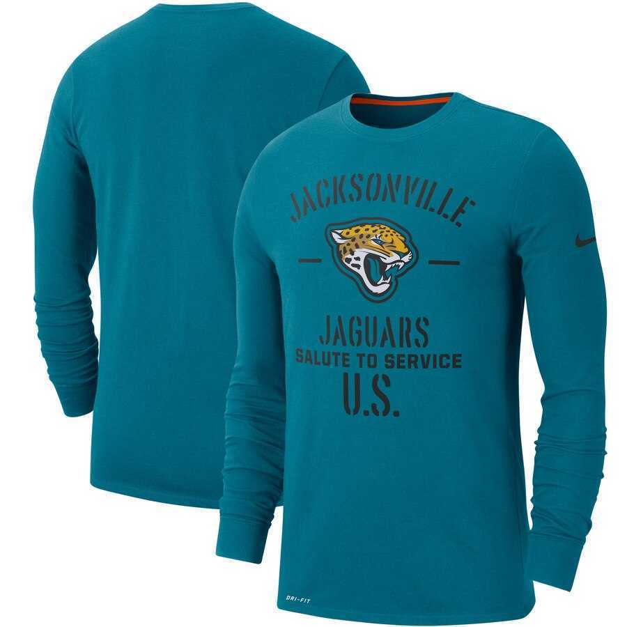 Men's Jacksonville Jaguars Nike Teal 2019 Salute to Service Sideline Performance Long Sleeve Shirt,We sell and wholesale Men's Jacksonville Jaguars Nike Teal 2019 Salute to Service Sideline Performance Long Sleeve Shirt on line form chian!